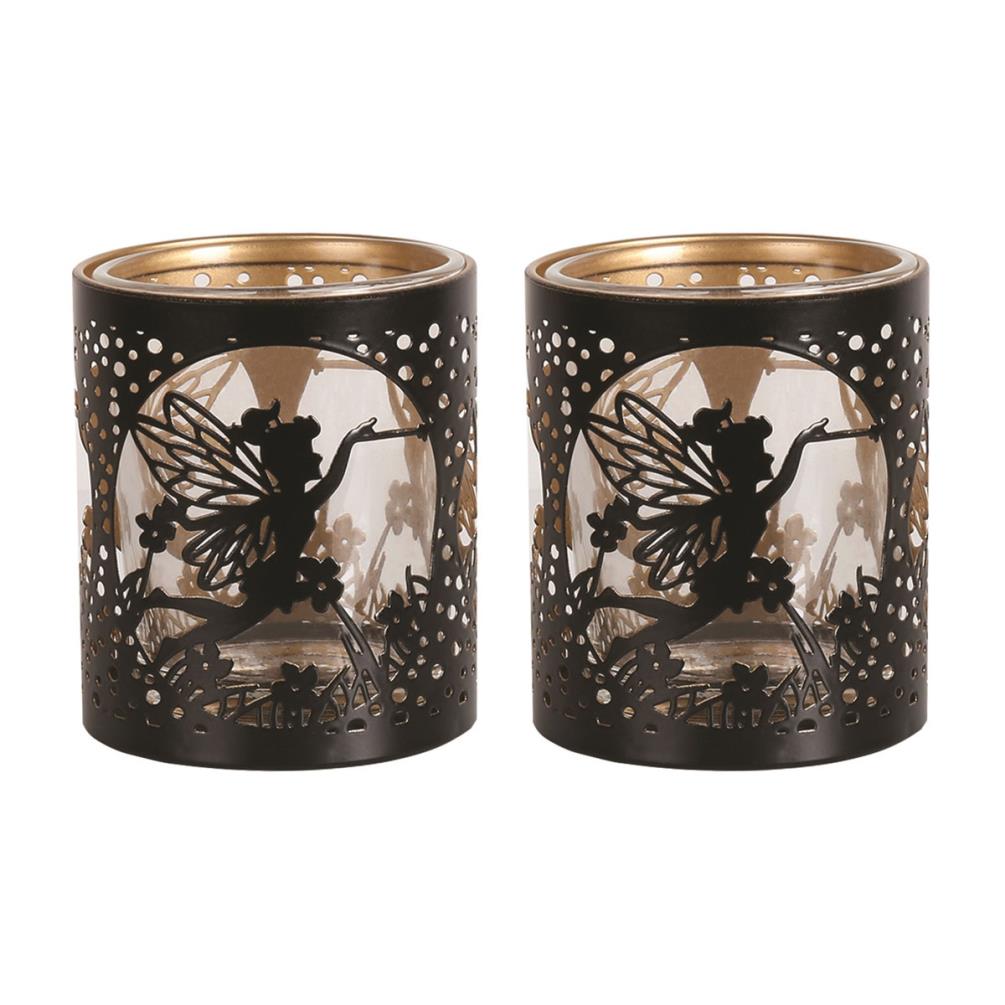 Aroma Black & Gold Fairy 2 Tealight & Votive Holder Set Extra Image 1